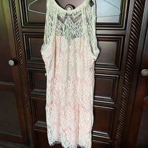 Forever 21 Pink with White Lace Short Dress
